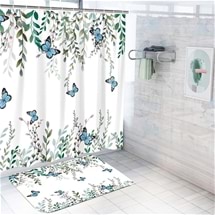 Butterfly Shower Curtain & Mat Set