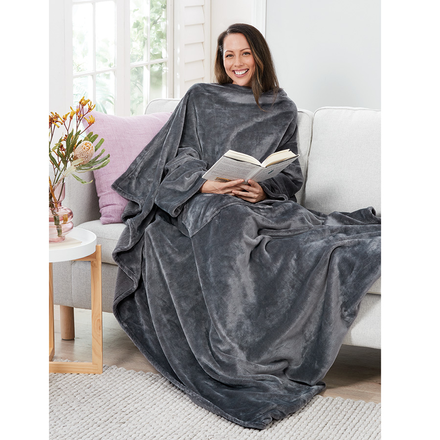 Jumbo Snuggle Blanket with Sleeves Innovations